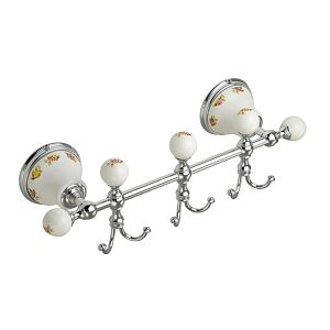 Планка Migliore Provance с тремя крючками L30 см, керамика с декором/хром 17665 фото