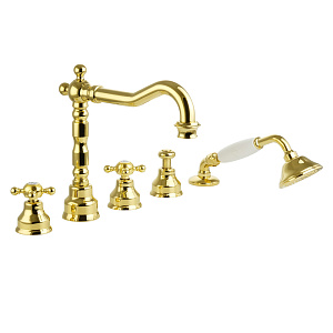 Смеситель на борт ванны Migliore Revival, на 5 отверстий, золото 19507 фото