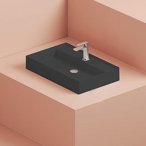 Artceram Scalino Раковина накладная 75х48см, с 1 отв,, без слив перелива, цвет: черный матовый фото