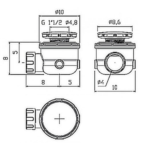 SAMO Сифон для поддона со сливным отверстием 52мм, хром фото 2