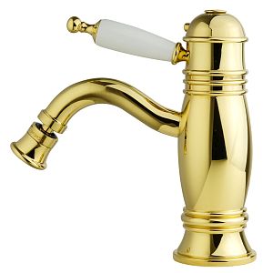 Смеситель для биде Migliore Oxford монокомандный термостат, ручка (сверху) белая, золото 19163 фото