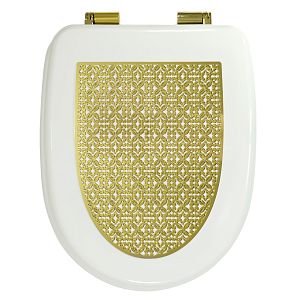 Крышка/сиденье унитазa Migliore Gianeta, с системой Microlift, цвет белый с метал. декором "решетка"/золото 27920 фото
