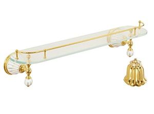 Полка c галереей Migliore Olivia L60 см, стекло/керамика золото, золото 27477 фото