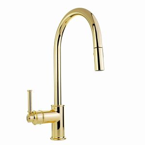 Смеситель для кухни Migliore Ermitage Mini монокомандный, с вытяжной лейкой, ручка сбоку латунь, золото 31528 фото