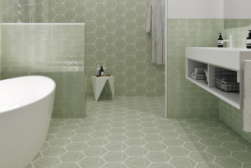 Керамогранит DNA Tiles Fancy 127020 Lines Mint 20х23 фото 2