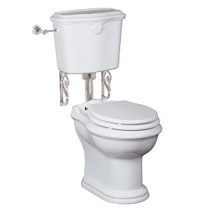 Комплект Migliore Impero унитаз напольный выпуск в стену, бачок низкий с кнопкой хром, белый (без крышки) 30357 фото