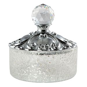 Баночка Migliore Cristalia низкая H5 см с крышкой, стекло/хром/Swarovski 16793 фото
