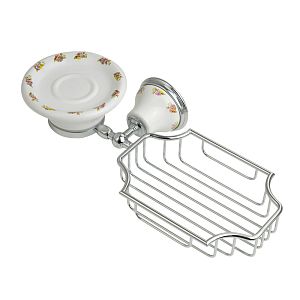 Мыльница Migliore Provance с корзинкой настенная, керамика с декором/хром 17664 фото