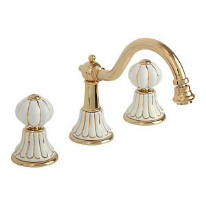 Смеситель для биде Migliore Olivia, на 3 отверстий, донный клапан "click-clack", белый с золотым декором/золото 19026 фото