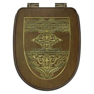 Крышка/сиденье унитазa Migliore Gianeta, с системой Microlift, цвет Noce с метал. декором"узор"/бронза 27912 фото