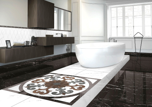 Глазурованный керамогранит Casalgrande Padana Marmoker 2464621 Nero Creta Lucido 59x118 фото 2