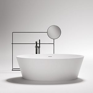 Gruppo Treesse Alma Ванна отдельностоящая 175х80х55 см, с сливом-переливом и сифоном, Solid Surface, цвет: белый глянцевый фото