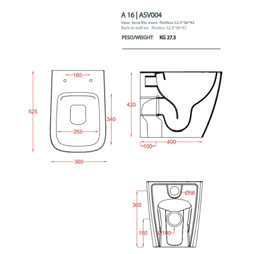 Artceram A16 Унитаз напольный Rimless 36х52 см, цвет: матовый белый фото 2