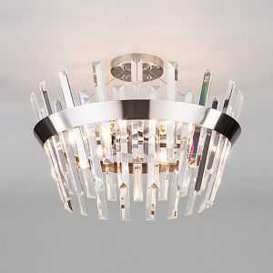 Люстра на штанге Eurosvet 10111/5 сатин-никель/прозрачный хрусталь Strotskis фото