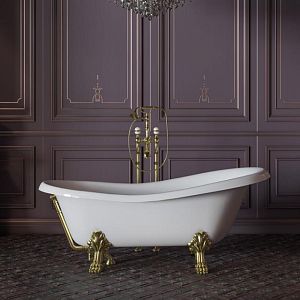 Ванна Migliore Bella 170x80xH74 см на лапах "Leone" Standart, белая, слив/перелив золото 26918 фото