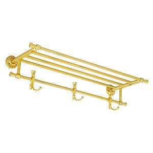 Полка-держатель для полотенец Migliore Fortuna с 3-мя двойными крючками L65хP25xh13 см, золото 27714 фото