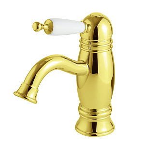 Смеситель для раковины Migliore Oxford монокомандный, ручка (сверху) белая, золото 19173 фото