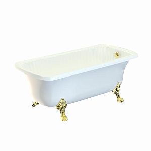 Ванна Migliore Olivia 174x83хH66 см белая, на лапах "Leone" Lux, слив/перелив золото 24393 фото