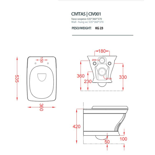 Artceram CIVITAS  Унитаз подвесной 36х54 см, с крепеж,, цвет: белый фото 2
