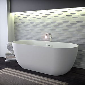 KNIEF Lotus Ванна отдельностоящая из материала Stone 170х75х63 см, с переливом и выпуском Click-Clack хром, без ручек, цвет:белый матовый фото