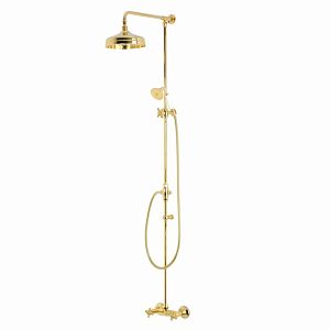 Душевой настенный гарнитур Migliore Prestige (Смеситель для душа/колонна/верхний душ/шланг/ручной душ), золото 31851 фото