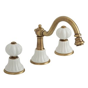 Смеситель для биде Migliore Olivia, на 3 отверстий, донный клапан "click-clack", белый/бронза 18994 фото
