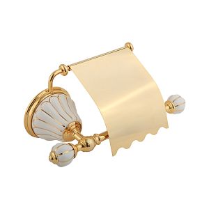 Бумагодержатель Migliore Olivia закрытый, керамика белая с золотым декором, золото 17512 фото