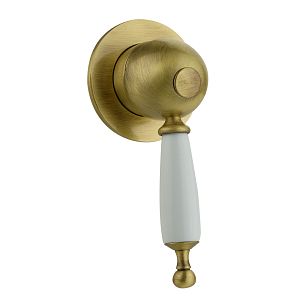 Смеситель скрытого монтажа Migliore Oxford монокомандный, ручка белая, бронза 19097 фото