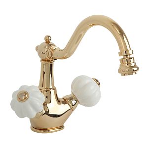 Смеситель для биде Migliore Olivia, донный клапан "click-clack", белый/золото 19019 фото