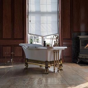 Ванна Migliore Impero Affusto 180x87хH83.5 см бел, лафет "меандр" бронза, слив/перелив бронза 26341 фото