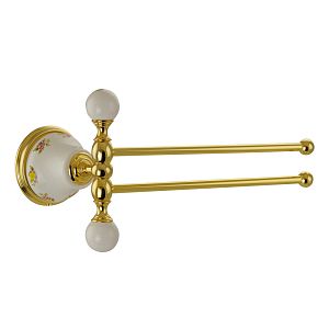 Полотенцедержатель Migliore Provance двойной поворотный L20 cм, керамика с декором/золото 17704 фото