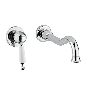 Смеситель для раковины Migliore Oxford монокомандный скрытого монтажа настенный, на 2 отверстий, ручка белая, хром 19132 фото