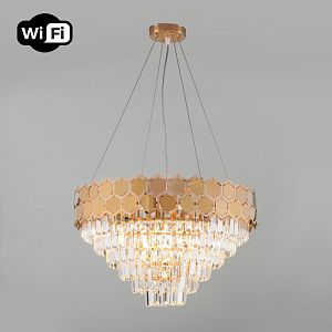 Каскадная люстра Eurosvet 10124/8 золото/прозрачный хрусталь Strotskis Smart (10113/8) фото