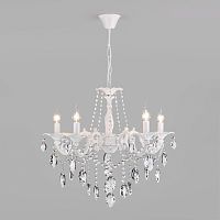 Подвесная люстра Eurosvet 10108/5 белый/прозрачный хрусталь Strotskis фото