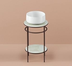 Artceram Vogue Металическая структура Ø44хh72,5см,, напольная, с  раковиной, с мраморной столешницей и полочкой, цвет: moka/белый фото