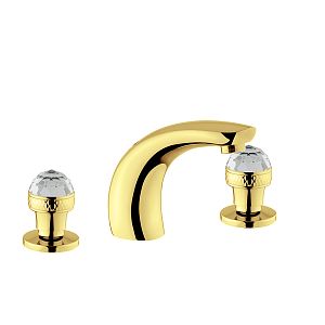 Смеситель для раковины Migliore Axo Swarovski, на 3 отверстий, излив H150 мм, золото 27114 фото