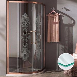 SAMO Impero 96,5-99,5х200см,, R55, профиль и ручки бронза BRX, стекло прозрачное+starclean фото