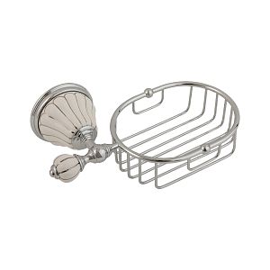 Решетка-корзинка Migliore Olivia настенная, керамика белая с декором платина, хром 17564 фото