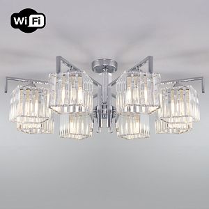 Люстра на штанге Eurosvet 10126/8 хром/прозрачный хрусталь Strotskis Smart (10117/8) фото