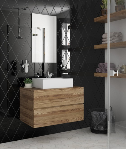 Керамическая плитка Equipe Rhombus 22748 Wall Black 15.2х26.3 фото 2