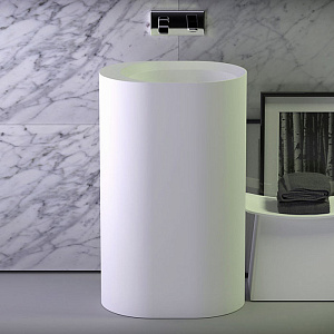 KNIEF Glow Раковина 55х40х90 см, без отв,, без перелива, вывод в стену, цвет: белый матовый фото