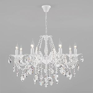 Подвесная люстра Eurosvet 10108/8 белый/прозрачный хрусталь Strotskis фото