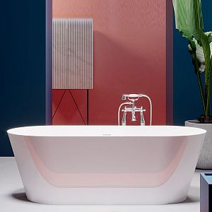 Gruppo Treesse Inka Ванна 180x80xh60 см, овальная  отдельностоящая акриловая, со щелевым переливом, цвет: белый глянцевый фото