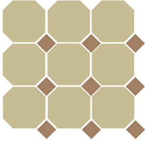 Керамогранит TopCer Victorian Designs 4403 OCT04-1Ch Yellow Octagon 03/Caramel Dots 04 (лист 30х30 9 штук+вставки) фото