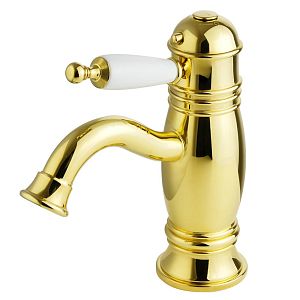 Смеситель для раковины Migliore Oxford монокомандный, термостат, ручка (сверху) белая, золото 19175 фото