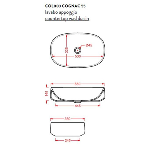 ArtCeram Cognac Раковина 55х35 см, без отв,, цвет: grigio oliva фото 2