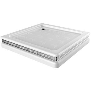 Поддон душевой Migliore, квадратный, 90х90хH16 см, стеклокомпозит, белый декор хром 28230 фото