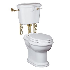 Комплект Migliore Impero унитаз напольный выпуск в стену, бачок низкий с ручкой золото, белый (без крышки) 31146 фото