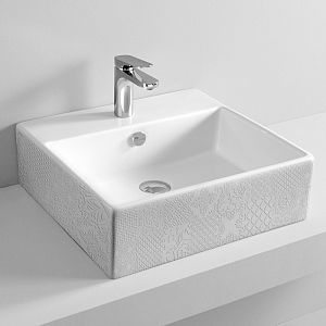 Artceram Quadro Раковина 50х48 см, 1 отв,, с переливом, цвет: белый глянцевый, декор: Cementina фото
