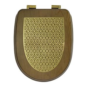 Крышка/сиденье унитазa Migliore Gianeta, с системой Microlift, цвет Noce с метал.декором"решетка"/золото 27915 фото